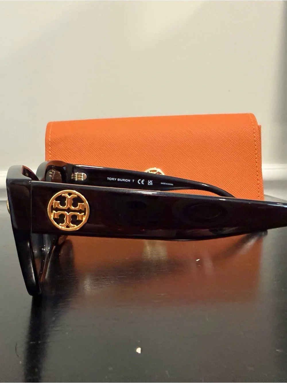 Tory Burch Black Sunglasses with Orange Case